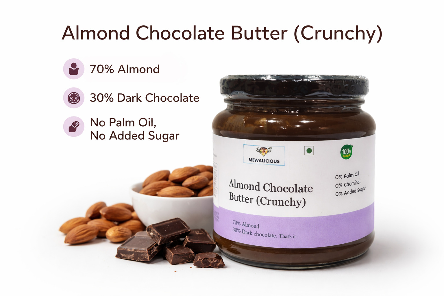 Almond Chocolate Butter (Crunchy) 250 gm