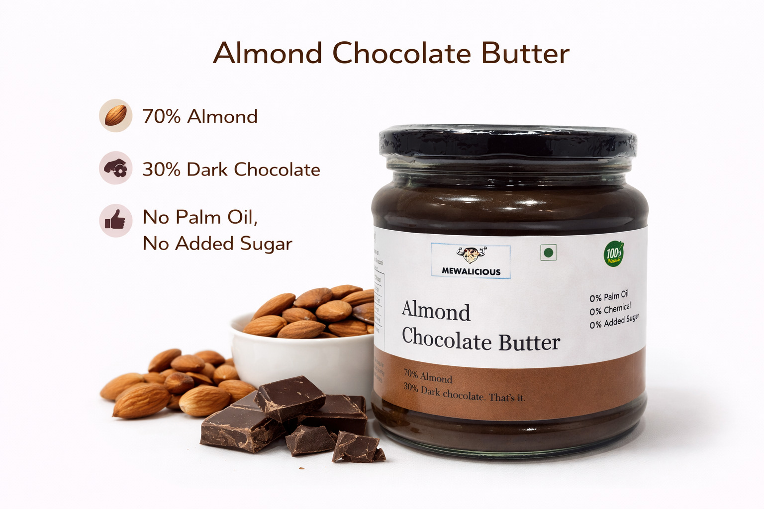 Almond Chocolate Butter (Plain) 250 gm